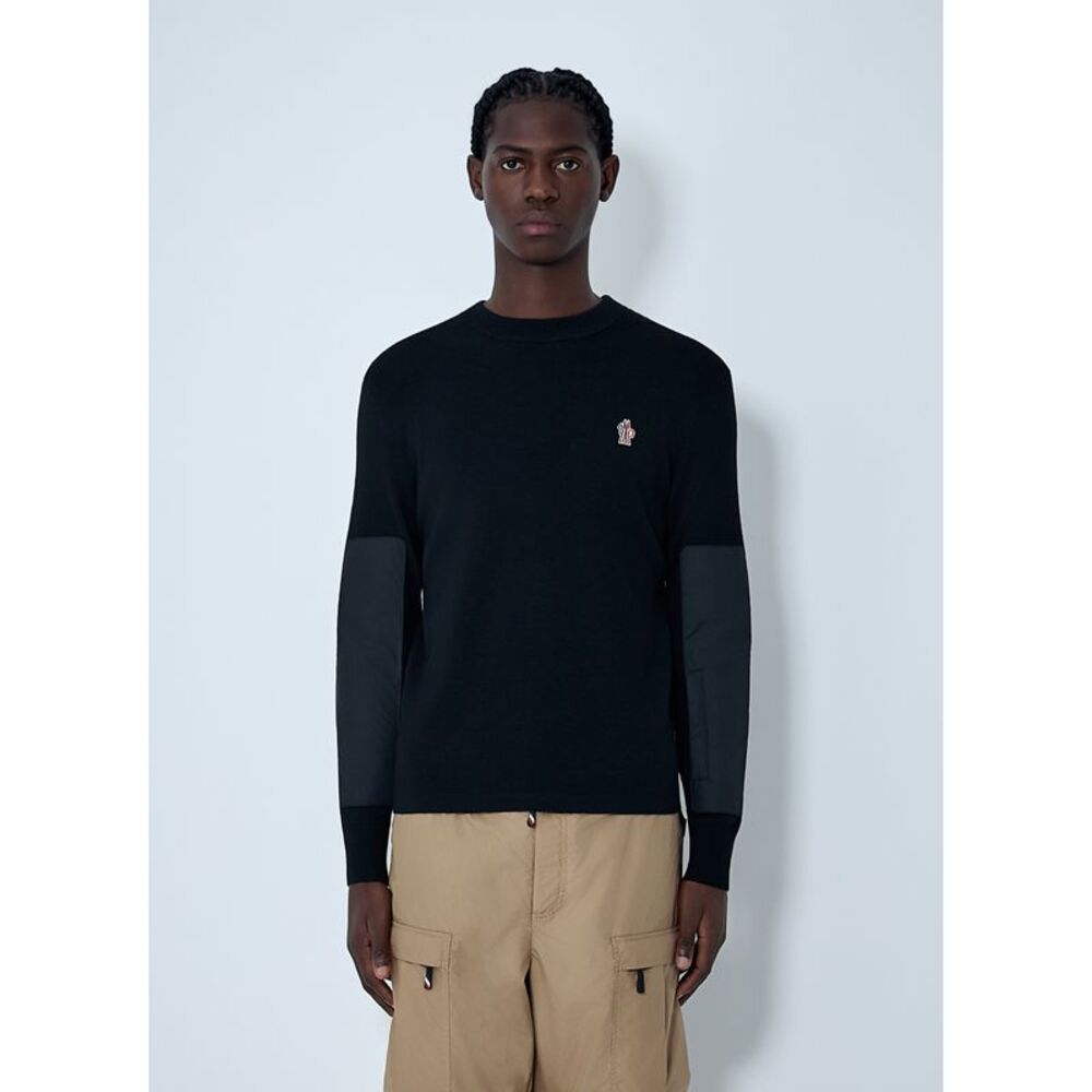 Moncler Grenoble Men Crewneck Sweater With Nylon Sleeve Patches